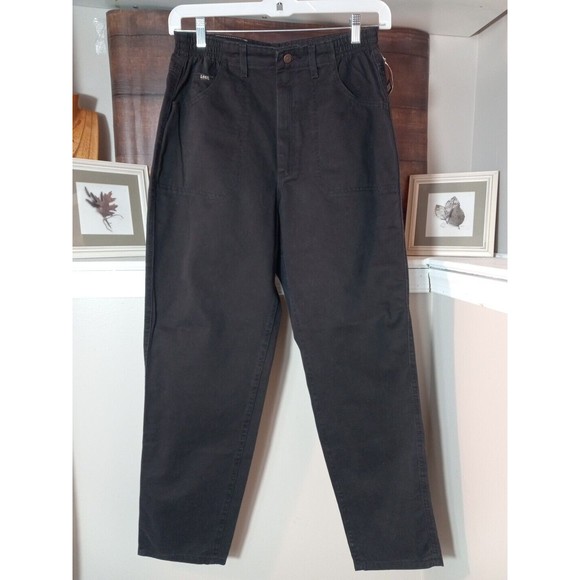 Lee Riders Womens Side Elastic Utility Black Denim Size 14 Short - Picture 1 of 10